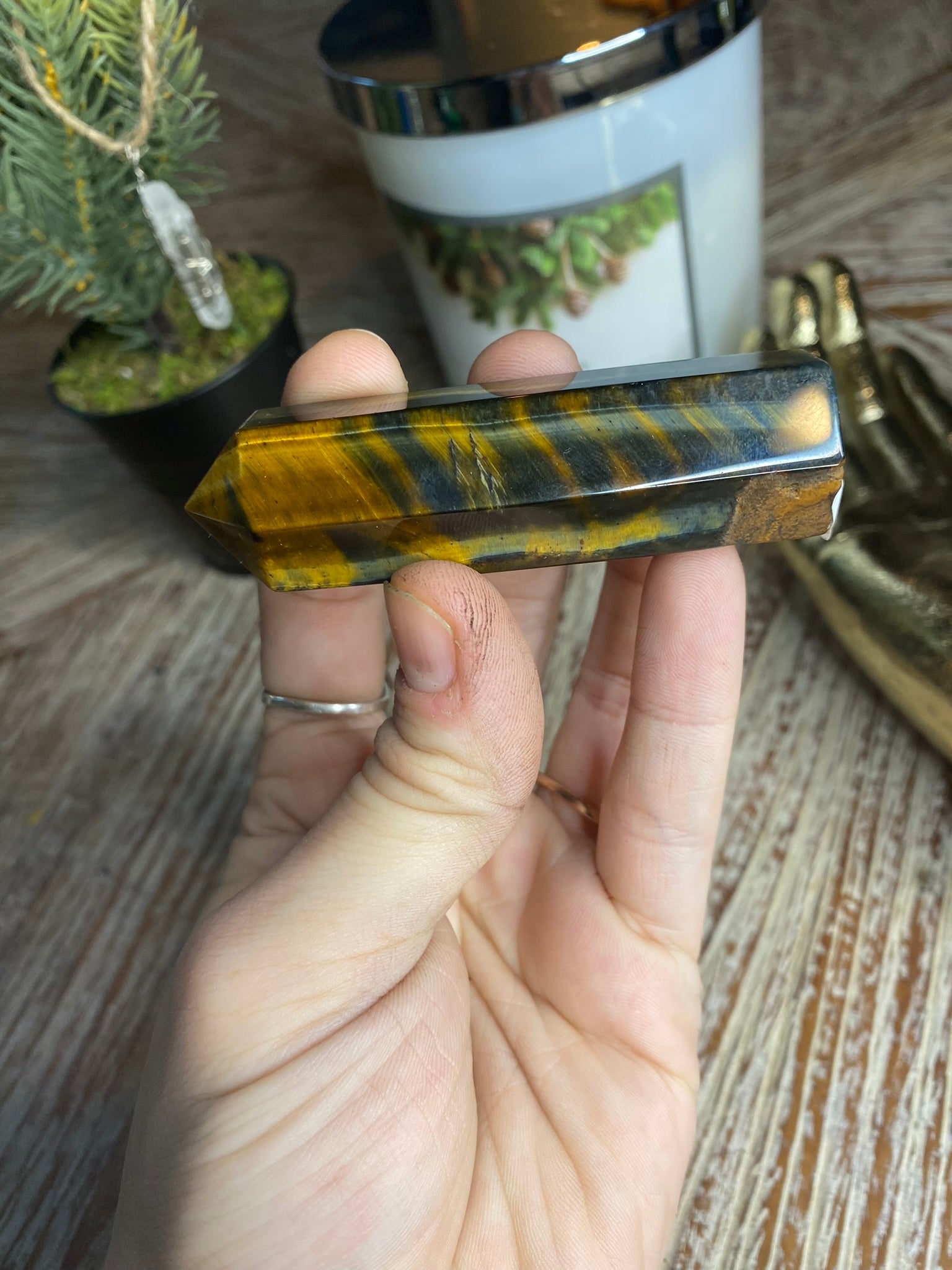 Multicolored Tigers Eye Point