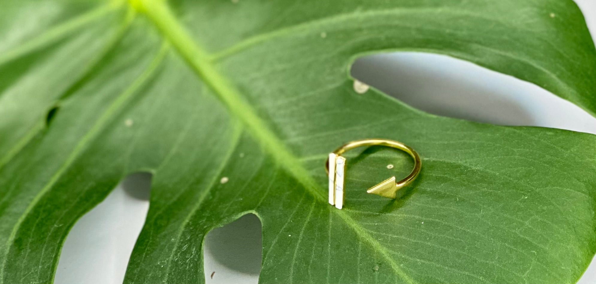 14k Gold Plated Howlite Arrow Wrap Ring - Size 7
